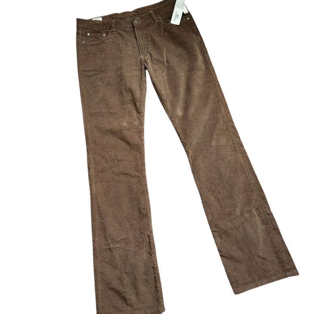 Lacoste Corduroy Pants Womens 12 Straigh Stretch Brown New $155 Retail‎